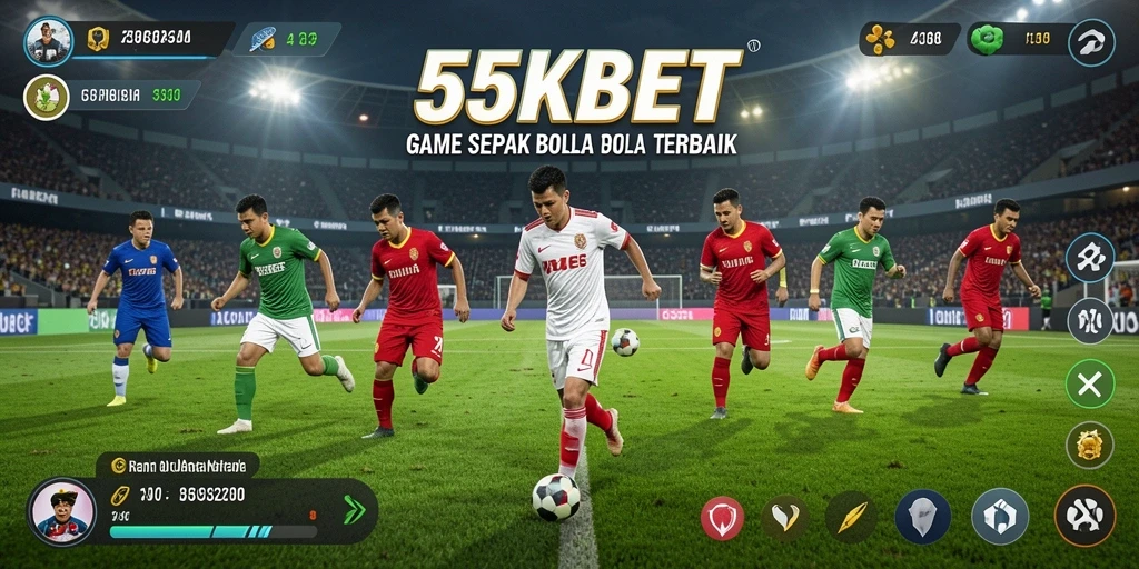 Screenshot gameplay 55KBET dengan aksi sepak bola yang seru.