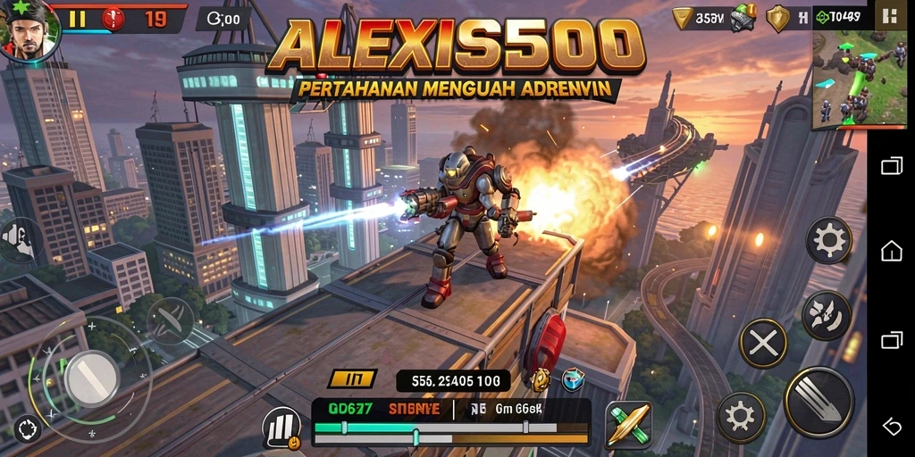 Gameplay ALEXIS500 yang mendebarkan dalam Tower Defense.