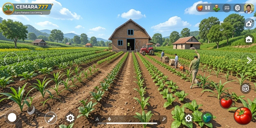 Screenshot CEMARA777 menampilkan gameplay pertanian yang seru dan interaktif.