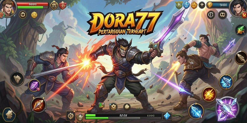Gameplay seru DORA77 dengan pertarungan mendebarkan dan karakter unik.
