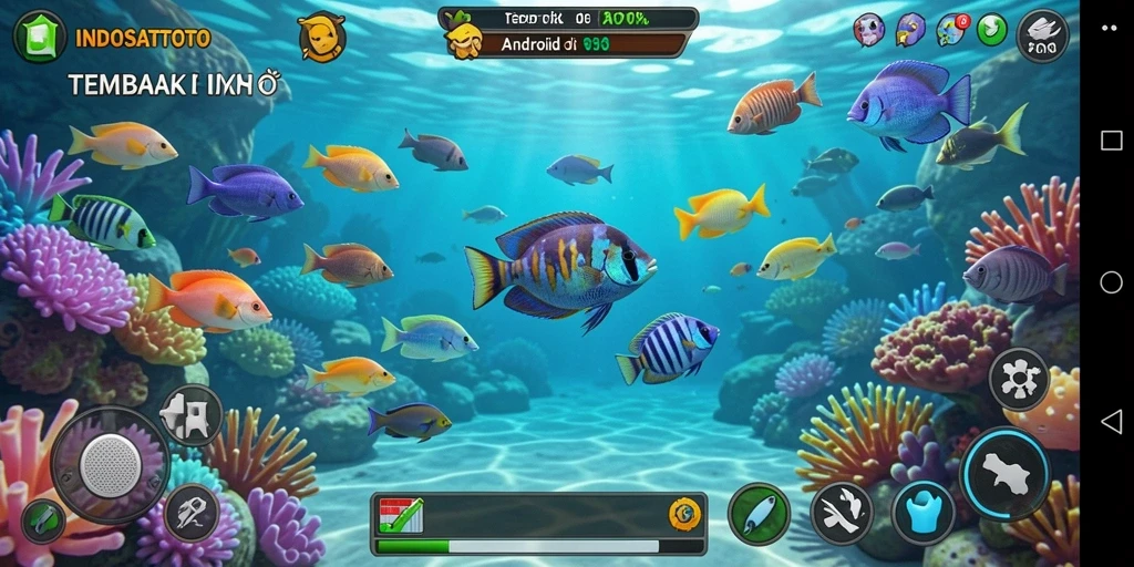 Screenshot menampilkan aksi menembak ikan yang seru di INDOSATTOTO.
