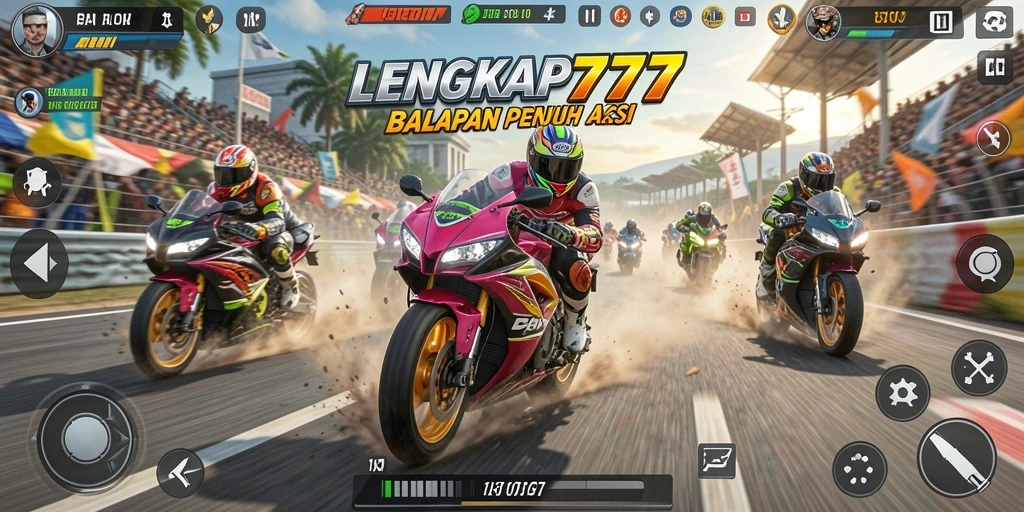 Gambaran gameplay balapan motor yang mendebarkan di LENGKAP777.