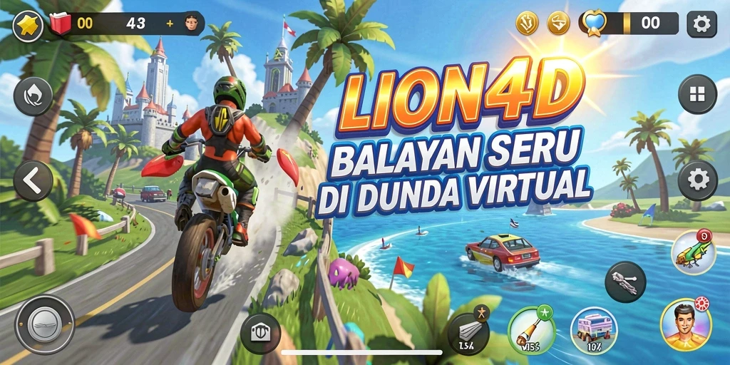 Gambar gameplay balapan intens LION4D yang penuh aksi.