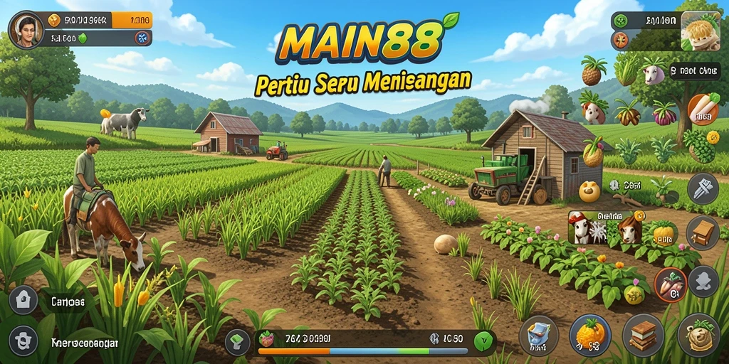 Screenshot menunjukkan pemain sedang merawat tanaman di kebun.