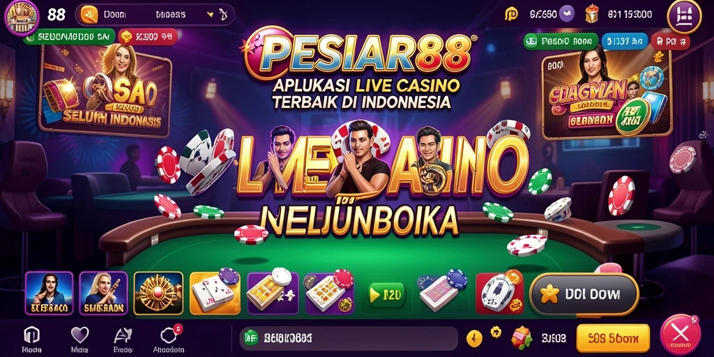 Screenshot utama PESIAR88 menampilkan dealer langsung dan suasana kasino yang mendebarkan.