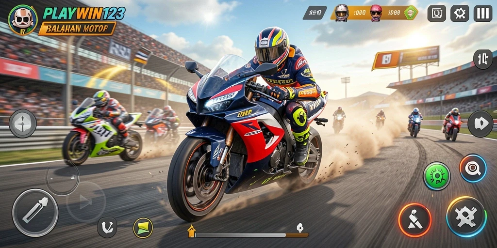 Screenshot gameplay seru dari balapan motor di PLAYWIN123.