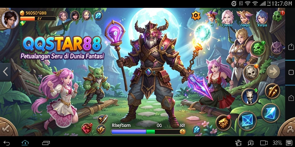 Screenshot QQSTAR88 menampilkan pemain menjelajahi dunia fantasi yang luas.