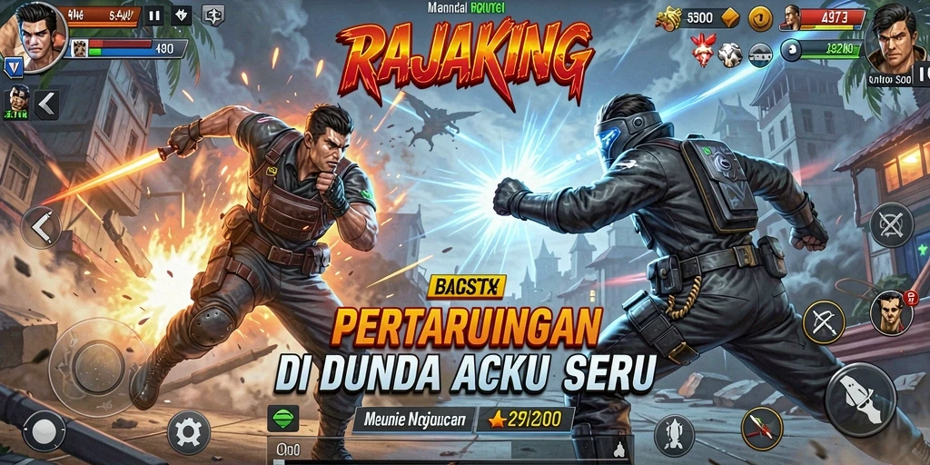Screenshot gameplay <strong>RAJAKING</strong> yang menunjukkan pertarungan aksi intens.