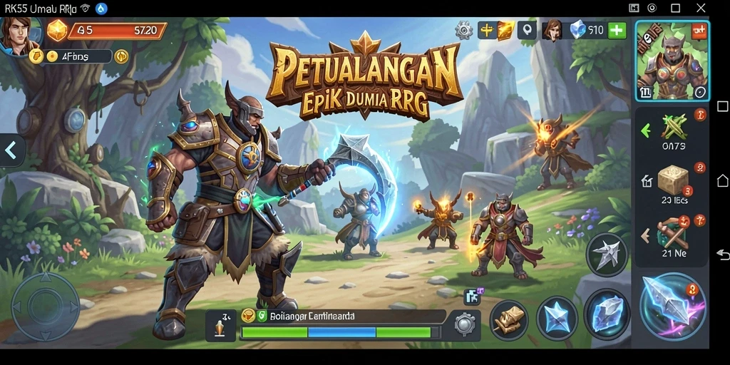 Tangkapan layar menampilkan pertarungan epik dalam RK55 dengan karakter yang unik.