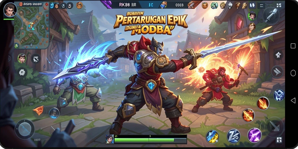 Menampilkan aksi seru dalam pertarungan MOBA RK88.