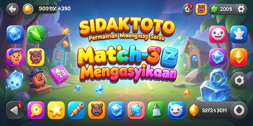 Screenshot gameplay <strong>SIDAKTOTO</strong> yang menampilkan aksi mencocokkan item.