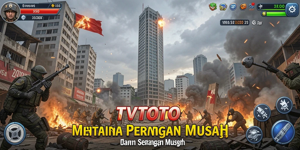 Gameplay seru TVTOTO dalam mempertahankan menara dari serangan musuh.