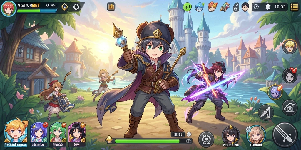 Screenshot menunjukkan aksi menegangkan dalam gameplay Anime VISITORBET.