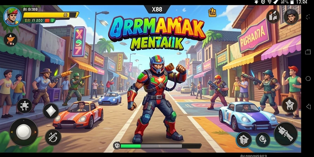 Tampilan gameplay X88 yang penuh warna dan aksi menarik.